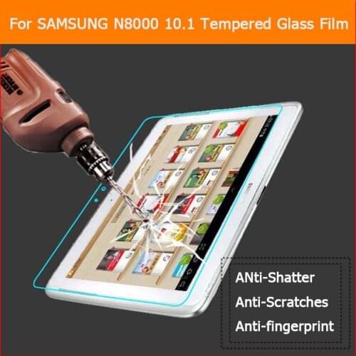 Premium tempered glass film For Samsung Galaxy Note 10.1 N8000 P5100 tablet pc Anti-shatter LCD Screen Protector Film + package