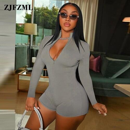 Sexy Women Fitness Skinny Biker Playsuit Fashion Deep V Neck Long Sleeve One Piece Playsuit Streetwear Sporting Club Outfits