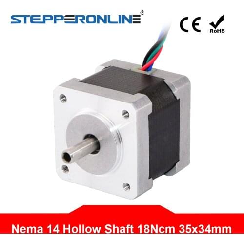 Nema 14 Hollow Shaft Stepper Motor 34mm 1.8deg 18Ncm(25.5oz.in) 0.8A 4-lead Step Motor for CNC 3D Printer