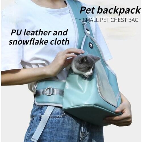 Pet Shoulder Bag Convenient Foldable Leather Cat and Dog Chest Backpack