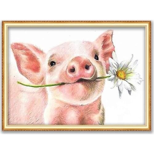 Animal Pig DIY 11CT Embroidery Cross Stitch Kits Craft Needlework Set Cotton Thread Printed Canvas Home Decoration Hot Wholesale