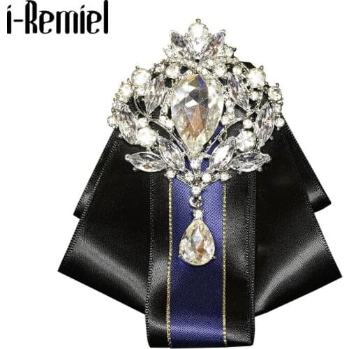 I-Remiel British Style Vintage Multi-layer Big Diamond Bow Tie for Men Groom Wedding Uniform Suit Shirt Clothing & Accessories
