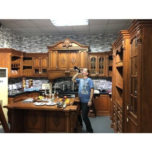 High Quality Classical Style Solid Cherry Wood Kitchen Cabinet