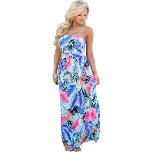 Explosive Style European and American Print Wrap-Chest Long Skirt Dress Women