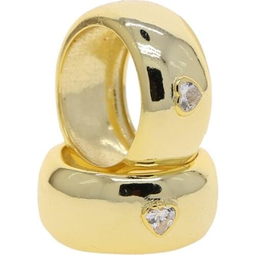 Gold Color High Polished European Women Full Finger Big Eternity Band Rings