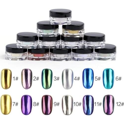 1 Pc 2g DIY Shinning Chrome Mirror Powder Nail 12 Colors Metal Nail Art Tips camelleon Decoration Pigment Glitters