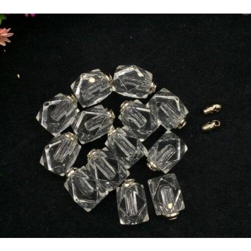300pcs/lot Wholesale Transparent fashion New summer style screw cap Crystal rhombus Perfume bottle Aroma Oil Vial diy Pendants