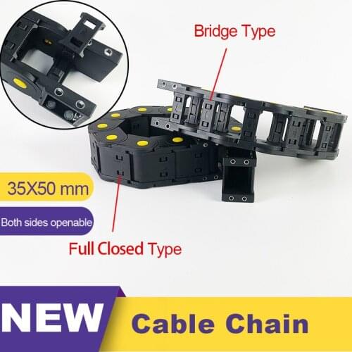 35 x 50mm L1000mm Plastic Nylon Cable Drag Chain 35*50 Wire Carrier With End Connectors Plastic Towline Inner Width 35