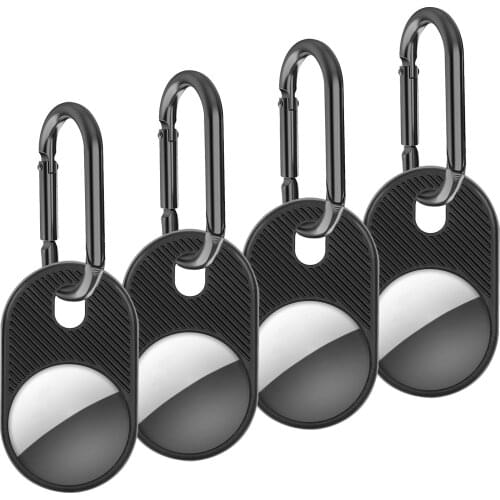 4PC Silicone Airtag Case For Airtags Tracking Location Case Cover Carabiner For Apple Airtag Locator Protective Sleeve Keychain