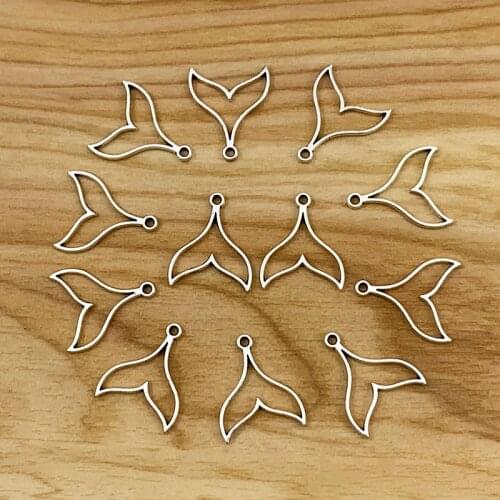 50 Pieces Hollow Open Whale Mermaid Tail Charms Pendants Beads for DIY Necklace Bracelet Earrings Jewelry Marking 20x17mm