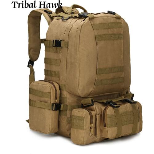 55L Army Backpack Military SWAT Molle Rucksack Multifunction Field Survival Double-shoulder Large Capacity Travel Camo Backpack