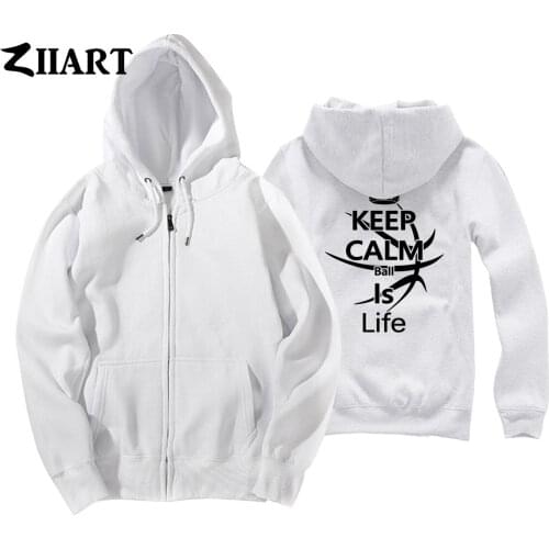 Basketball Imperial Crown Keep Calm Ball Is Life Man Boy Coat Full Zip Hoodie Fleece Hooded Jacket Winter Couple Clothes ZIIART