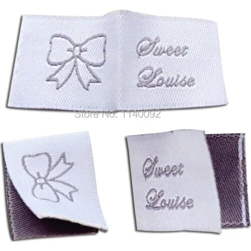 Free shipping custom clothing woven labels with loop fold or center fold/clothing collar labels/t-shirt tags logo 1000 pcs a lot