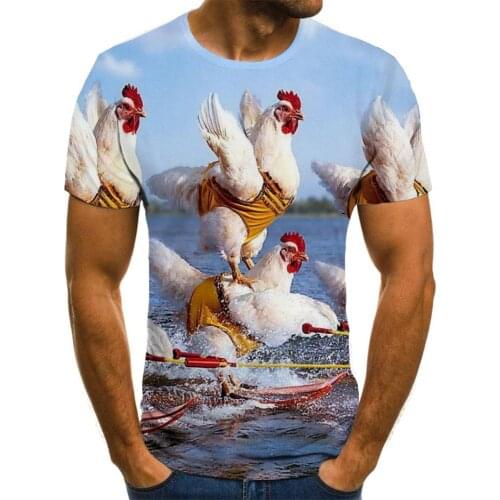 Brand Chicken T shirt Men Animal Tshirts Casual Funny Funny T shirts Surf T-shirts 3d Mens Clothing Punk Rock Casual Tops
