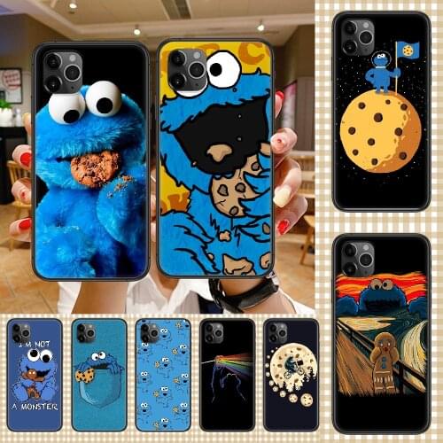 Cartoon Cookie monster Phone Case Cover Hull For iphone 5 5s se 2 6 6s 7 8 12 mini plus X XS XR 11 PRO MAX black trend hoesjes