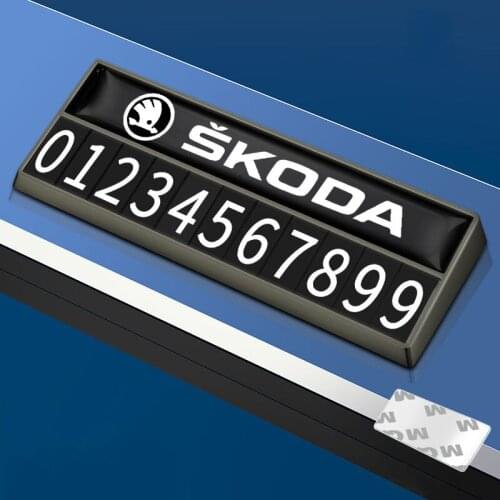 Car styling Luminous Car Temporary Parking Card Phone Number Plate For Skoda Fabia Kamiq Karoq Kodiaq Octavia Rapid Scala Superb