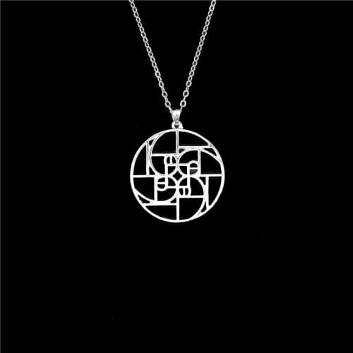 Elfin Fibonacci spiral in a circle - Golden spiral - golden ratio - geometry gift - science pendant necklace graducation gift
