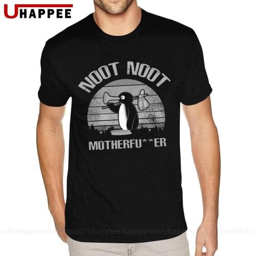 Oversized Noot Noot Pingu Tees for Men Streetwear Summer Short Sleeves Mens Designer Shirts 1980s Merch