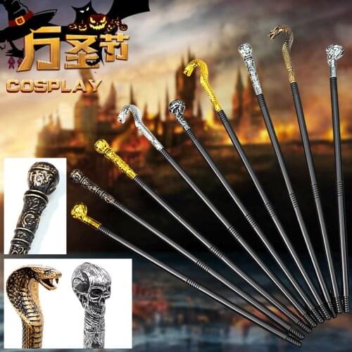 Halloween Snake Head Scepter Toy Craved Skull Snake Head Pharaoh Kings Magical Wands Halloween Cosplay Scepter Props