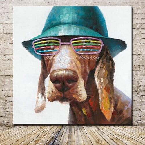 Mintura Pictures Hand Painted Dog Animal Oil Paintings On Canvas Home Decoration For Living Room Modern Wall Art Picture Artwork