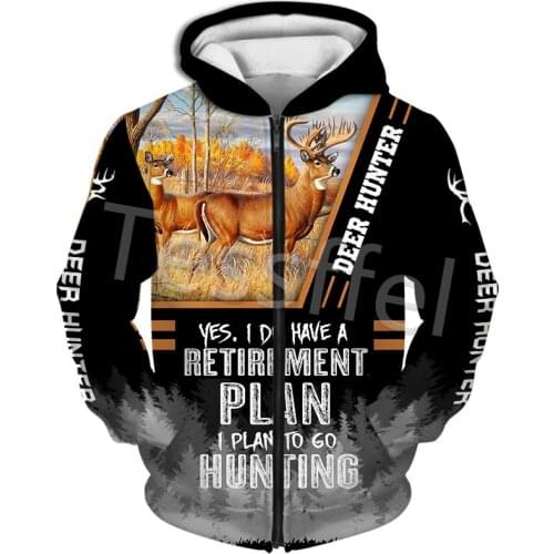 Tessffel Camouflage Hunting Deer Hunter Animal 3D Printed Winter Fashion Men and Women Warm Fleece Jacket Zipper Hoodie Style-4