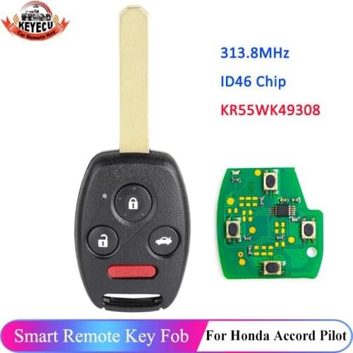 KEYECU Replacement Remote Car Key Fob 3+1 Button for Honda Accord Sedan 2008-2012 / Pilot 2009-2015 FCC ID: KR55WK49308