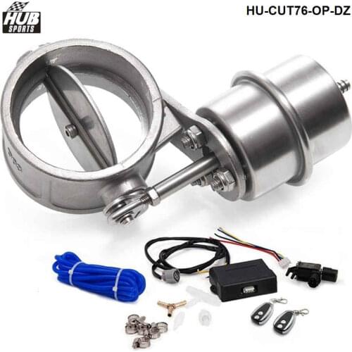Exhaust Control Valve Set With Vacuum Actuator CUTOUT 3" 76mm Pipe OPEN STYLE with Wireless Remote Controller HU-CUT76-OP-DZ
