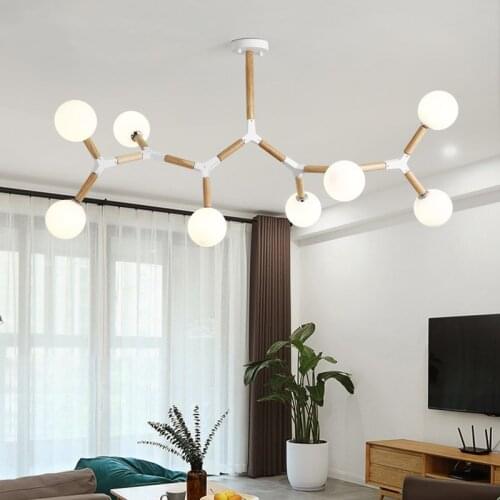 Creative Wooden Chandelier with glass bubble chandelier Sptnik Spider Chandelier Lighting Fixtures