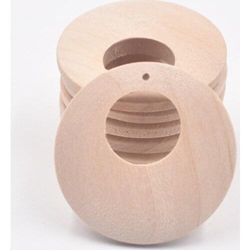 10/20pcs 30/40/50mm Round Wooden Charms Blank Hollow Wood Slices Party Handmade Home Ornaments DIY Earrings Jewelry Making