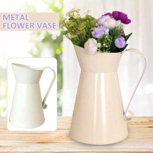 1Pc New Vintage Enamel Metal Jug Pitcher Succulent Plant Flower Pot Vase Wedding Table For Home Garden Decor