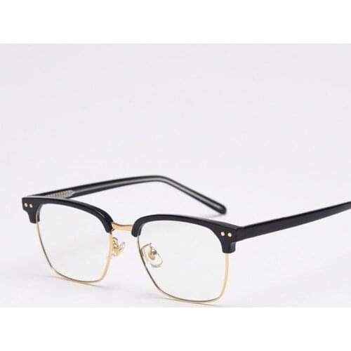Square Cat Eye Metal Glasses Eyebrow Frames Ultralight Women Optical Fashion Computer Acetate Glasses 50440