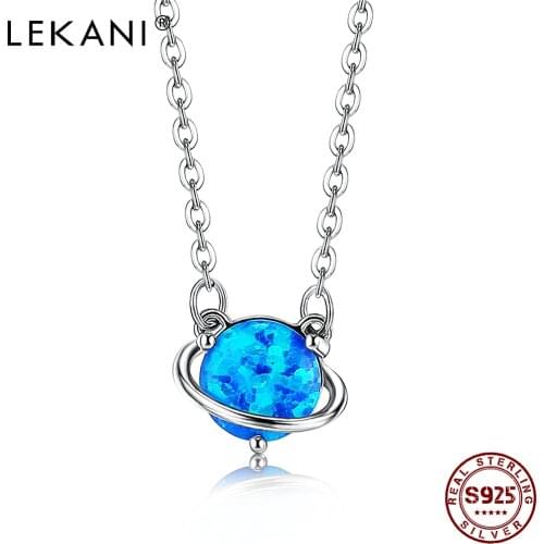 LEKANI S925 Sterling Silver Necklace For Women Blue Planet Pendent Necklace Beautiful Small Globe Life Joy Gifts Fine Jewelry