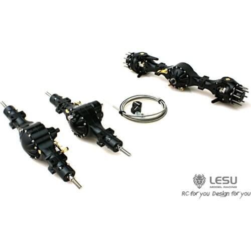 LESU Metal Differential Lock Flange Axle for 1/14 RC 6X6 TAMIYA Tractor Truck DIY Model Dumper