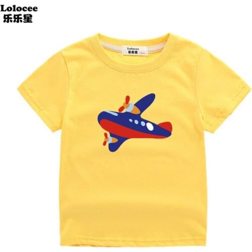 2021 Boys Summer T-shirts Cotton Short Sleeve T-shirts Kids Cute Aircraft Graphic Tee Cute Anime Cartoon Tee Summer Rocket Tops