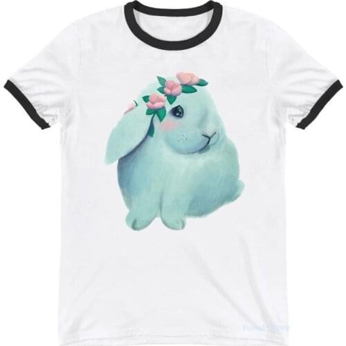 2021 Hot Sale Funny Rabbit Animal Print T-Shirt WomenS Clothing Lovely Bunny Tshirt Femme Harajuku Kawaii Clothes Streetwear