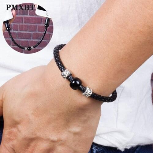 Mini Micro USB Type C Cable Portable Leather Bracelet Beads Charger Cable For iPhone XR Samsung S20 Android Phone Charging Wire