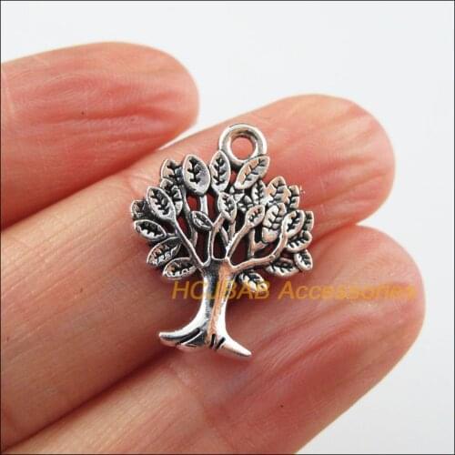 Fashion 10Pcs Tibetan Silver Color Plant Tree Leaf Charms Pendants 17x21mm
