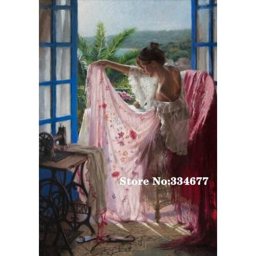 New Belle and scarf Oil Painting Embroidery Needlework 14CT Counted Unprinted DIY Cross Stitch Kits Handmade Art Wall Decor