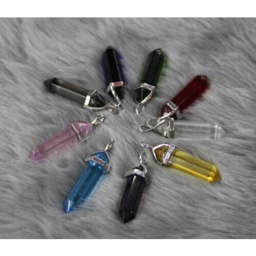 Natural Gems Stone Bullet Shape Women Crystal Necklace Gem Stone Crystal Pendant Necklaces Many colors