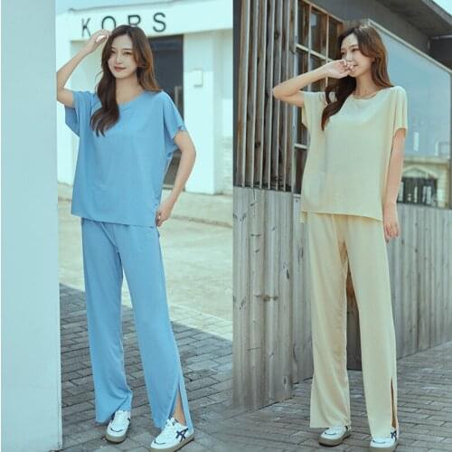 2021 Summer New Womens Pajamas 3Pcs Set Split Long Shorts Short Sleeve Female Nightwear Suit Household Clothes Sleeping Wear