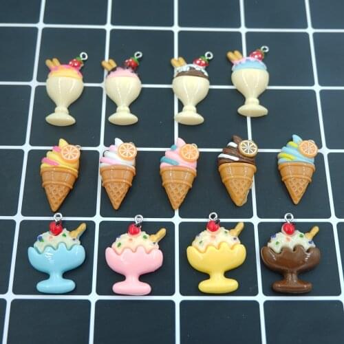 Kawaii Ice Dream Charms Pendants for bracelets necklace earring DIY decoration key chain Jewelry Making Simulated food
