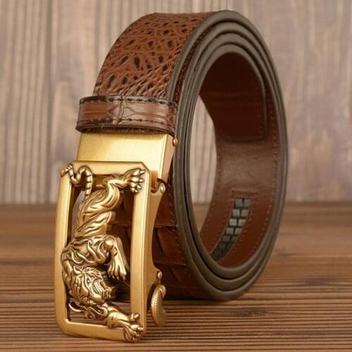 Designer Mens Busines Leisure Belt Party Alligator Pattern Waist Strap Luxury Jeans Accessories Metel Automatic Buckle Cinto