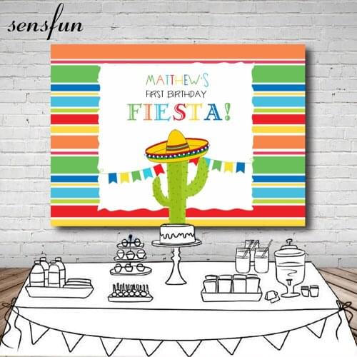 Sensfun Funny Hats Cactus Party Backdrop Colorful Stripe Children Birthday Backgrounds For Photo Studio 7x5FT Custom Vinyl