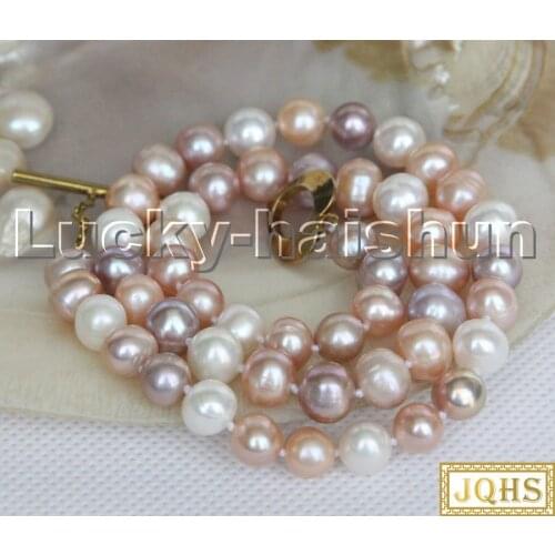 Super Luster natural Selectable 9mm Multicolor round freshwater pearls necklace c135