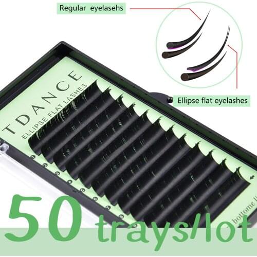 TDANCE 50 trays/lot Eyelash Extension Flat Ellipse Lashes Matte Faux Mink False Eyelashes Supplies Individual Split Tips