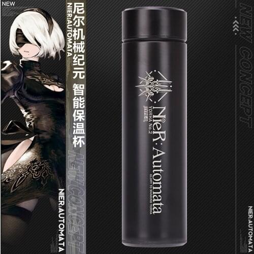 NieR:Automata YoRHa No.2 Type B Stainless Steel Vacuum Cup Men Women Intelligent Screen Thermos Cup Water Cup Water Bottle Gift