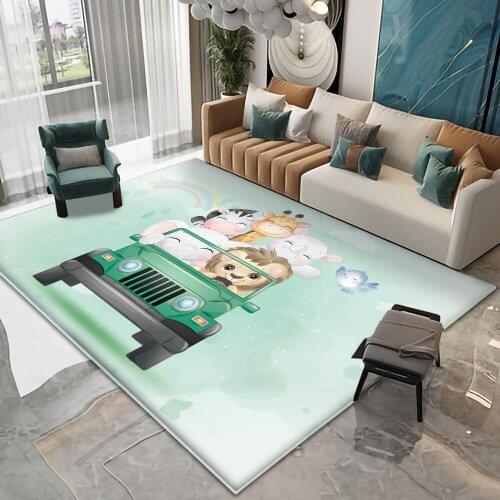 Alfombra Train Animal Pattern Children Comfortable Carpet Non-Slip Children Flannel Carpet Baby Rectangle Carpet Baby Play Mat