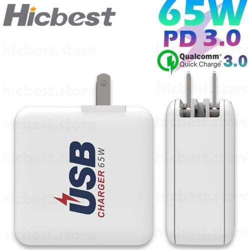 65W Fast PD Charger for Macbook Fast Charging PD USB Type C Charger Wall Adapter for Macbook iPad Pro Air iPhone Samsung S20 S10