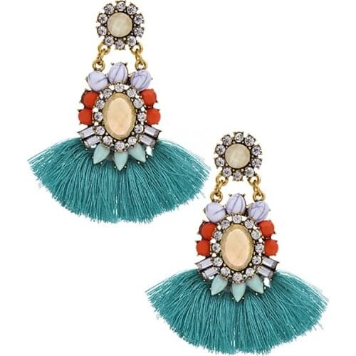 ZHINI Bohemian Big Long Tassel Dangle Earrings for Women Girl Female Vintage Ethnic Crystal Statment Earring Jewelry pendientes