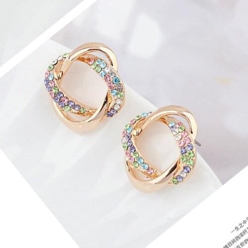 Champagne gold color Earrings For Women New Brincos Crystals Earing Fashion Jewelry Valentines Day Gift